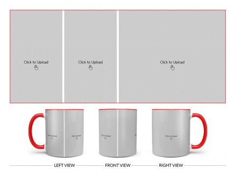 3 Pic Upload Design For Any Occasions & Event Design On Dual Tone Red Mug