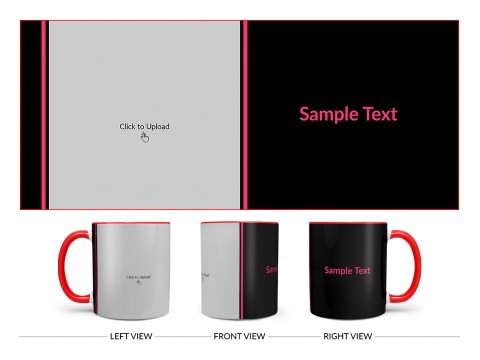 Black Background With Square Pic Upload Design On Dual Tone Red Mug