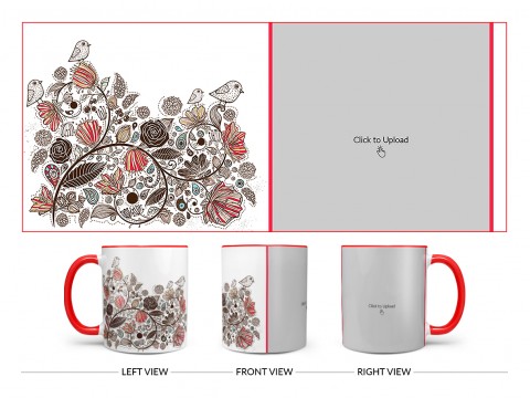 Artisic Design On Dual Tone Red Mug
