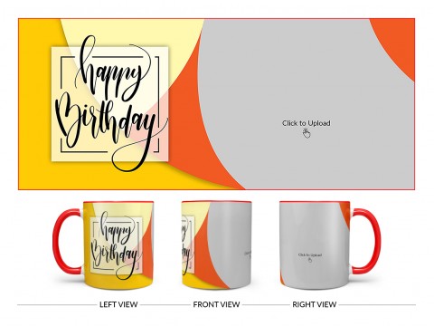 Boy Friend Birthday Orange And Yellow Waves Design On Dual Tone Red Mug