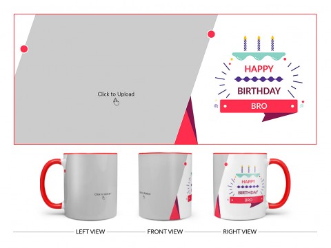 Brother's Birthday With White Background Design On Dual Tone Red Mug