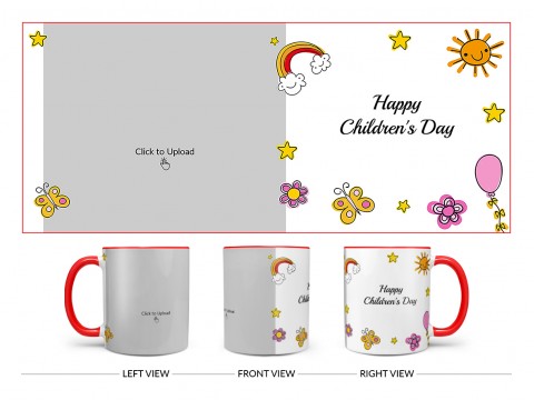 Childrens Day With Cartoon Objects Design On Dual Tone Red Mug