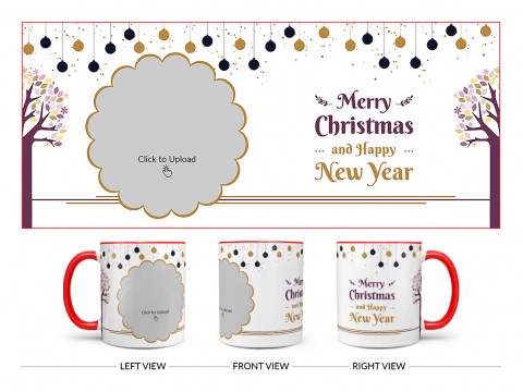Merry Christmas And Happy New Year Design On Dual Tone Red Mug