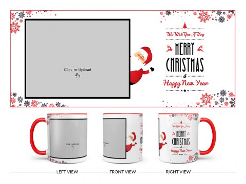 We Wish You A Very Merry Christmas Design On Dual Tone Red Mug