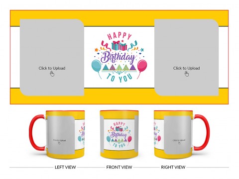 Daughter Birthday With Yellow Borders Design On Dual Tone Red Mug