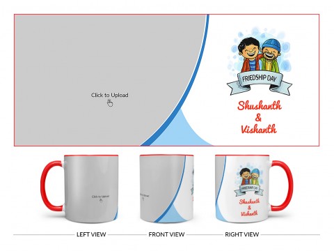 Friendship Day Design On Dual Tone Red Mug