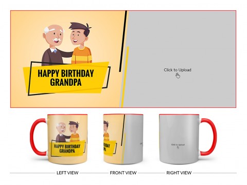Happy Birthday To You Grandpa Design On Dual Tone Red Mug