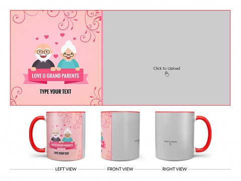 Grandparents Day With Large Pic Upload Design On Dual Tone Red Mug