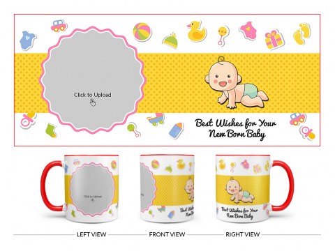 Best Wishes For Your New Born Baby Design On Dual Tone Red Mug
