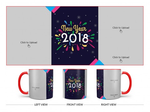 Happy New Year 2018 Design On Dual Tone Red Mug
