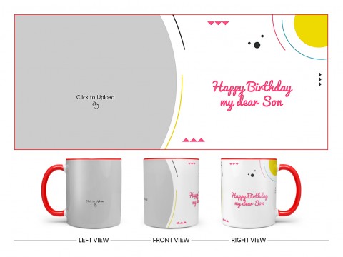 Happy Birthday My Dear Sister Design On Dual Tone Red Mug
