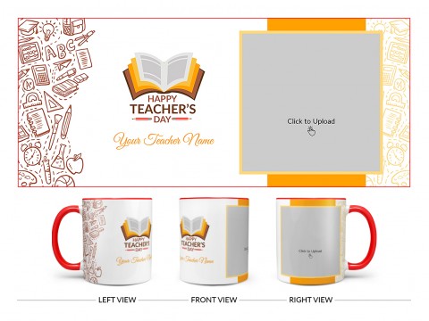 Happy Teacher's Day Design On Dual Tone Red Mug