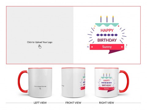 Company Mug With Birthday Message Design On Dual Tone Red Mug