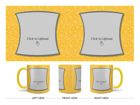 Yellow Colour Background With Flower Pattern Design On Dual Tone Yellow Mug