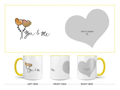 You & Me Design On Dual Tone Yellow Mug