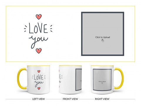 Love You Design On Dual Tone Yellow Mug