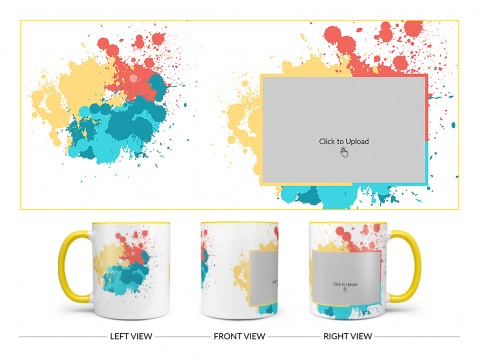 Multiple Colours Design On Dual Tone Yellow Mug