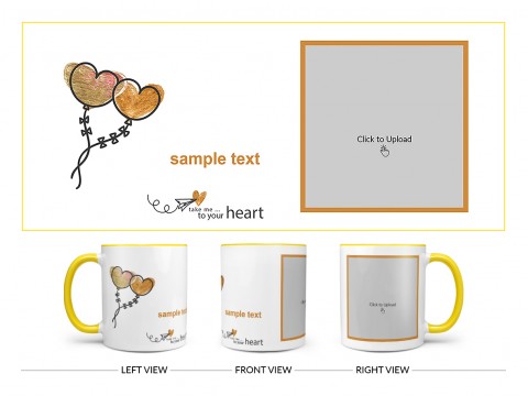 Take Me To Your Heart Quote Design On Dual Tone Yellow Mug