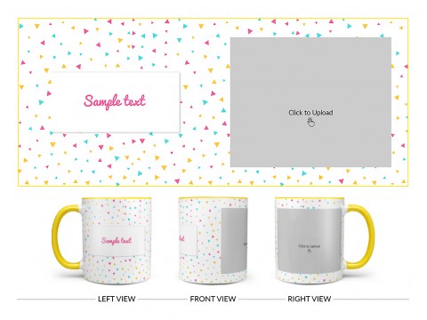 Colourful Triangles Pattern Background Design On Dual Tone Yellow Mug