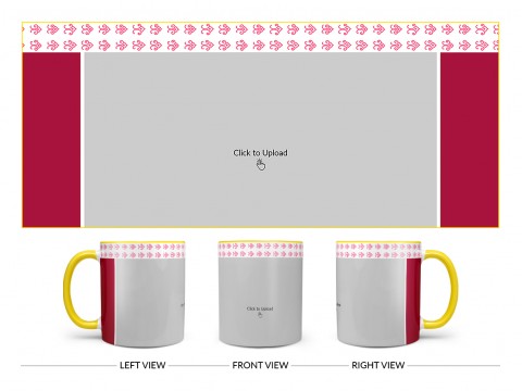 Floral Pattern Top border Design On Dual Tone Yellow Mug