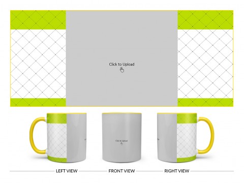 Green borders With Dotted Line Background Design On Dual Tone Yellow Mug