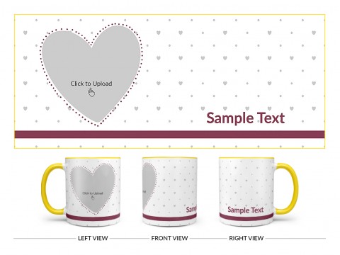 Love Symbol & Dotted Pattern Background Design On Dual Tone Yellow Mug