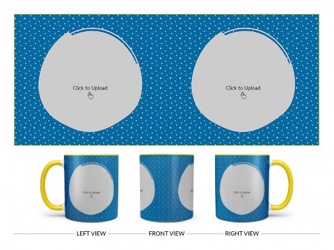 Dark Blue Background With Stars Pattern Design On Dual Tone Yellow Mug