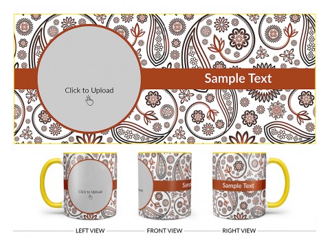 Floral Design Background Design On Dual Tone Yellow Mug