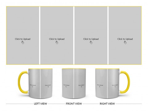 4 Vertical Pic Upload Design For Any Occasions & Event Design On Dual Tone Yellow Mug