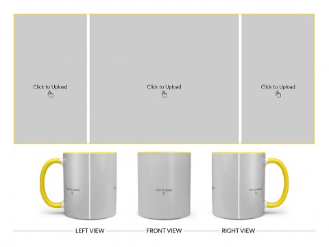 3 Vertical Pic Upload Design For Any Occasions & Event Design On Dual Tone Yellow Mug