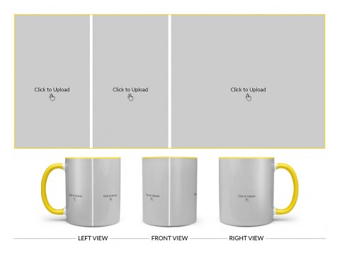 3 Pic Upload Design For Any Occasions & Event Design On Dual Tone Yellow Mug