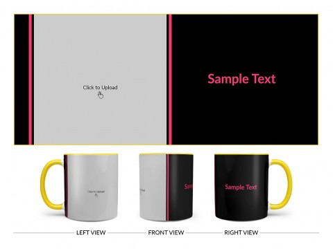 Black Background With Square Pic Upload Design On Dual Tone Yellow Mug