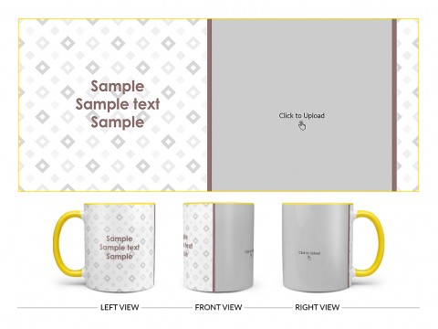 Tilted Square Pattern Background Design On Dual Tone Yellow Mug