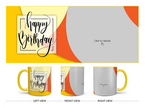 Boy Friend Birthday Orange And Yellow Waves Design On Dual Tone Yellow Mug