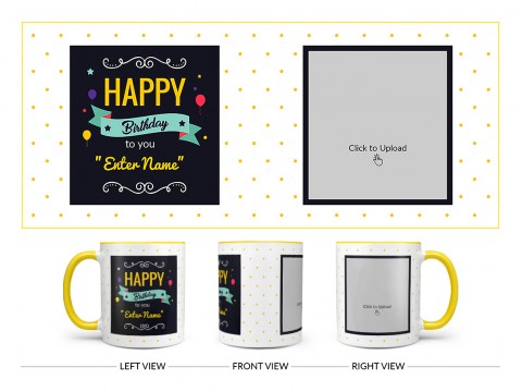 Boy Friend Birthday Yellow Dots Background Design On Dual Tone Yellow Mug