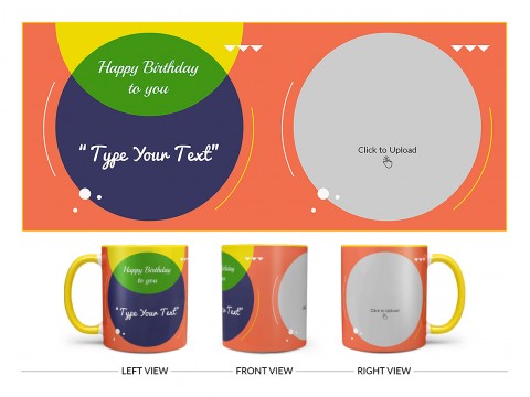 Boy Friend Birthday Orange Spear Shape Pic Upload Design On Dual Tone Yellow Mug