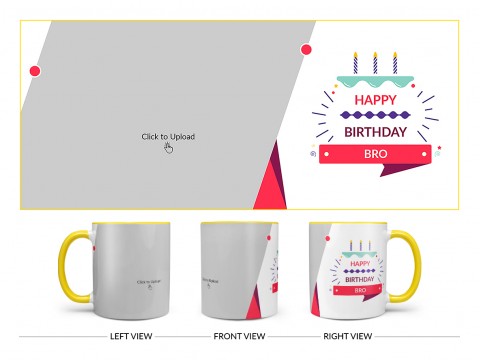 Brother's Birthday With White Background Design On Dual Tone Yellow Mug