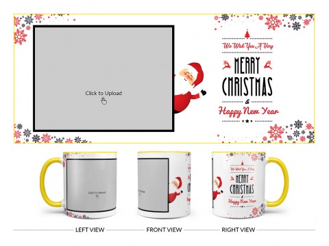 We Wish You A Very Merry Christmas Design On Dual Tone Yellow Mug