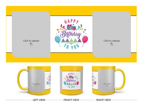 Daughter Birthday With Yellow Borders Design On Dual Tone Yellow Mug