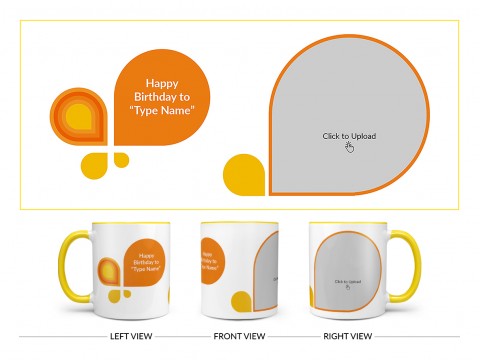 Happy Birthday Design On Dual Tone Yellow Mug