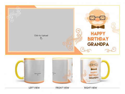 Grandpa Birthday Design On Dual Tone Yellow Mug