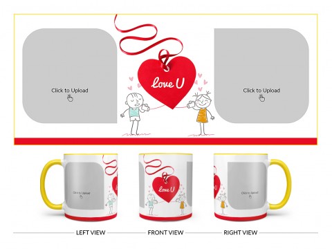 Love You Tag Design On Dual Tone Yellow Mug