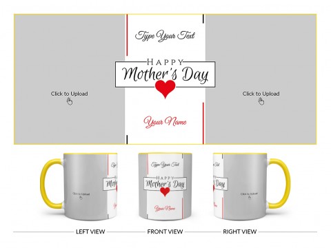 Happy Mother’s Day With 2 Pic Upload Design On Dual Tone Yellow Mug