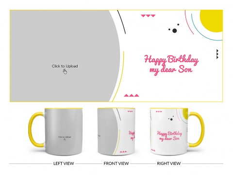 Happy Birthday My Dear Sister Design On Dual Tone Yellow Mug