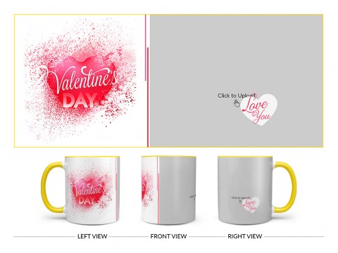 Happy Valentine's Day Design On Dual Tone Yellow Mug