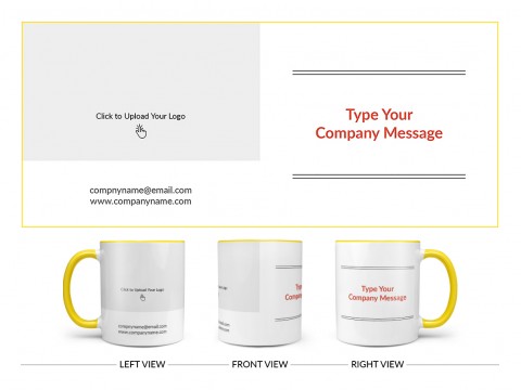 Company Mug With Custom Message Design On Dual Tone Yellow Mug