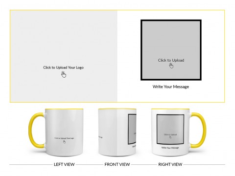Company Mug With Photo Design On Dual Tone Yellow Mug