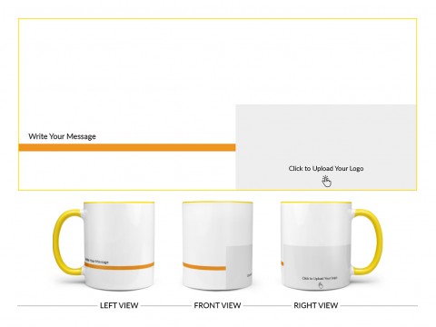 Corporate Mug With Company Message Design On Dual Tone Yellow Mug