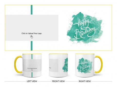Corporate Mug With Birthday Message Design On Dual Tone Yellow Mug