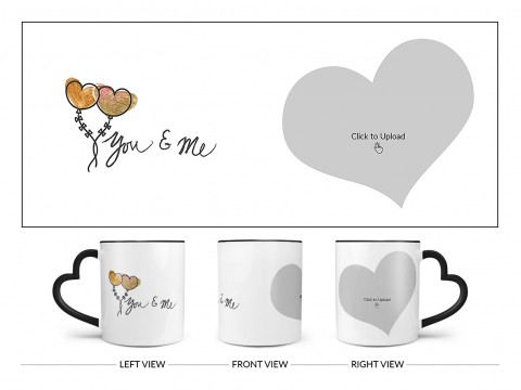 You & Me Design On Love Handle Dual Tone Black Mug